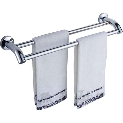 Porte-serviettes mural acier inoxydable SUS304, double tige, multifonction, salle bain robuste (1/4)