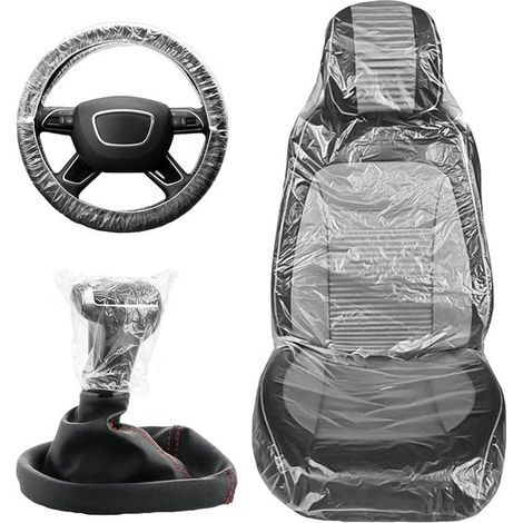 Confezione da 50 coprisedili auto monouso in plastica per i sedili anteriori, proteggono efficacemente da sporco e umidità. (1/5)