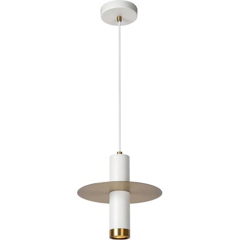 Suspension SELIN Lucide blanc/or métal Ø25cm IP44 GU10
