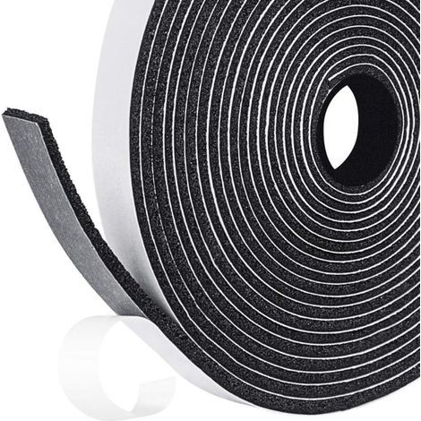 Joint Adhésif en Bande pour Isolation Porte Fenêtre Climatiseur, 7 rouleau X 12mm X 3mm X 5m, Joint Multi Usage en Mousse Caoutchouc Souple Antichoc, Étanche à Vent Bruit, Protection Mur, Noi