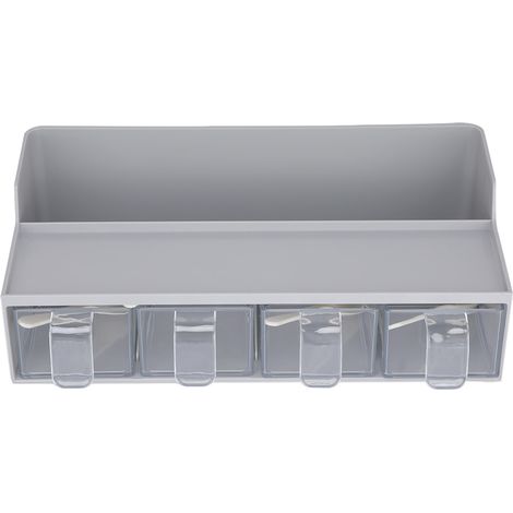 Boîte À Épices En Acrylique Transparent - Ensemble De 4 Pots Avec Cuillères Et Plateau Antidérapant - Rangement Cuisine Sel Poivre Sucre (1/5)