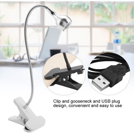 USB-LED-Tischleuchte, Mini-Schreibtischlampe mit Clip für Zuhause, ideal zum Lernen und Arbeiten, Silber, Warm (1/5)