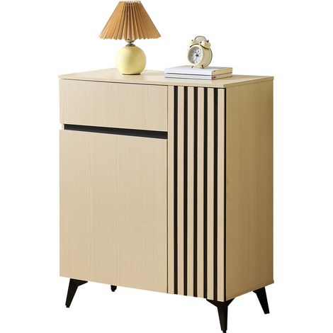 AS EASY Buffet, meuble à chaussures à 2 portes et 1 tiroir – espace de rangement polyvalent pour entrée, salon ou chambre avec étagères réglables (1/5)
