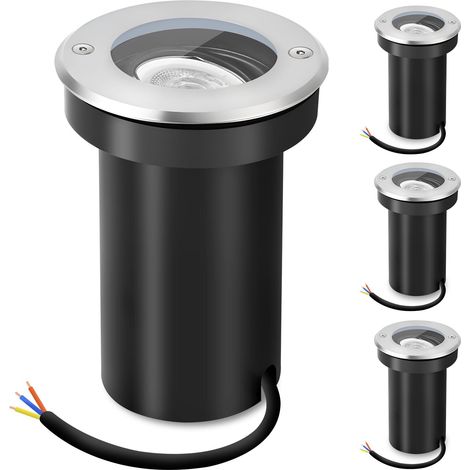 Spot led encastrable exterieur orientable GU10 230V, étanche Spots de sol extérieurs, Lampe de sol ronde Pelouse, Cour, Argenté (1/5)