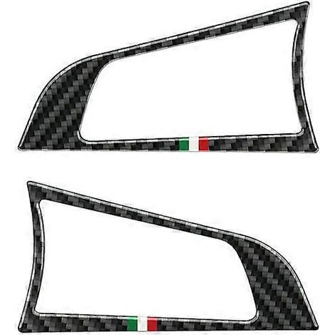 Cadre décoratif de boutons de volant, autocollants en fibre de carbone pour voiture, compatible avec Alfa Romeo Giulia Stelvio 2017-2019, accessoires intérieurs (Style - 2)-AquaForge (1/2)