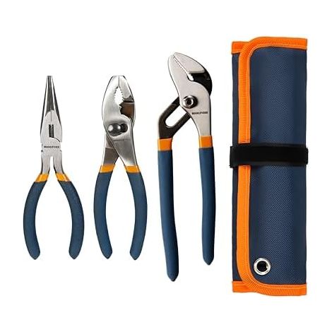 Jeu de Pinces 3 Pièces – Pince Longue 160 mm, Universelle Multiprise 200 Poignées Antidérapantes pour Bricolage, Atelier & Réparation - (1/5)