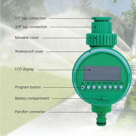 Minuterie d'eau Minuterie d'arrosage automatique numérique Robinet de tuyau d'arrosage Minuterie d'arrosage Contrôleur Jardin Arrosage automatique Calendrier d'irrigation (1/4)