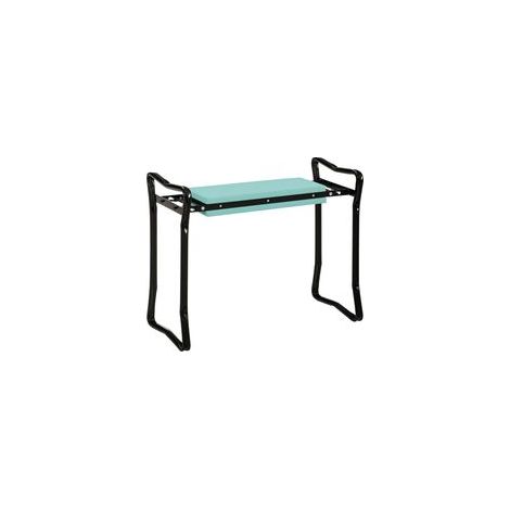 Klappbarer Gartenhocker, Kniehocker für den Garten, Gartensitz mit Kissen, Stahl, EVA, Schwarz und Grün