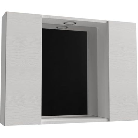 Mama Store SPECCHIERA Bagno con 2 VANI Contenitore e Luce LED-Bianco Artico, Legno ingegnerizzato, 81 CM X P. 16 CM X H. 60 CM