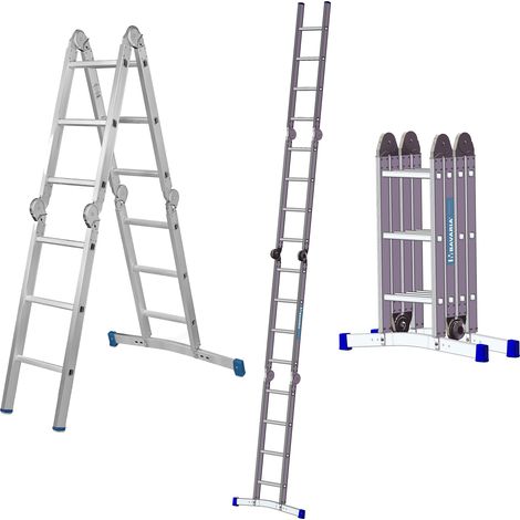 Mauderer Bavaria Sechsgelenkleiter mit Rastgelenk und gebogener Traverse 981-6 Kofferraumleiter 4x5 Sprossen