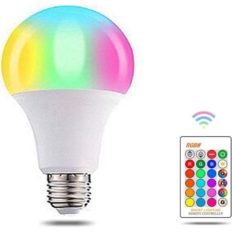Ampoule LED E27 RGB 10W - 1 Pièce - Verre - 16 Couleurs Dimmable - Maison Fête Bar - 60x112mm (1/5)