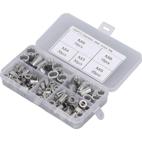 100 Stück Flachrundkopf-Nietmuttern mit Rändelung, M3, M4, M5, M6, M8, aus Aluminiumlegierung für Fahrzeuge