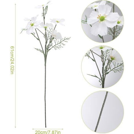 Fleurs Artificielles Marguerite en Soie, Fausses Fleurs Sauvages avec Tiges Faux Arbustes de Verdure Arrangements de Plantes pour Décor de Vase de Jardin à la Maison (H) (1/5)