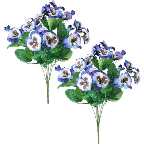 Bouquet de fleurs de géraniums artificielles en fausse soie, 2 pièces, pour décoration intérieure et extérieure de jardin de maison, violet (1/5)