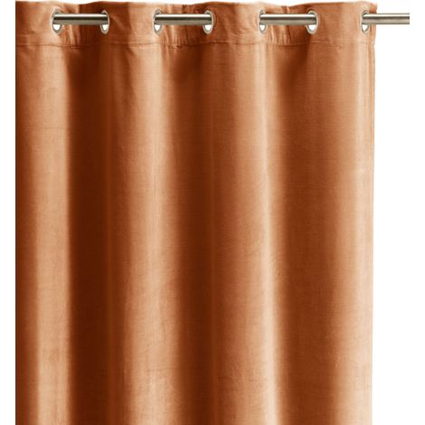 VIVARAISE - Rideau uni Vivaraise Elise en velours coton 100% - Rouille - 140 x 280 cm