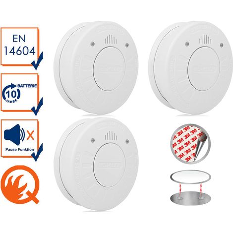 3er Set Rauchmelder mit 10 Jahres Batterie & Magnethalterung (1/5)