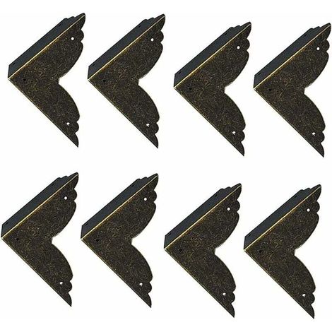 Lot de 8 Protecteurs Décoratifs d'Angle en Fer, Métal Bronze pour Meubles et Coffrets