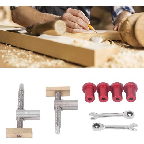 Ensemble d'étau de table pour le travail du bois de 20 mm avec barres de serrage, accessoires de verrouillage et de fixation, et goujons en alliage d'aluminium rouge (1/5)