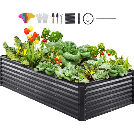 VEVOR Hochbeet, 94,5 x 47,2 x 23,6 Zoll, verzinktes Metall, Pflanzgefäße für den Außenbereich, Dunkelgrau, 240 x 120 x 60 cm (1/5)