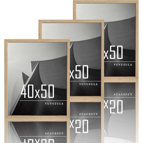 Bilderrahmen 40x50cm Holz Fotorahmen Eiche Set Natur Acrylglas Beige (1/5)