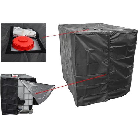 Housse de réservoir IBC - Pour réservoir d'eau de 1000 l - Pour réservoir IBC, Fermeture Éclair Noire., 120×100×116 (1/5)