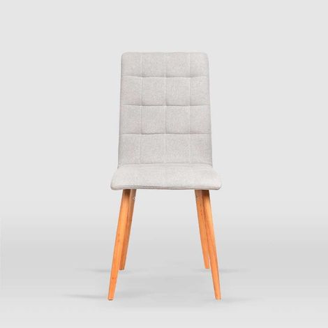 Pack de 4 sillas modelo Nadia tapizadas en textil gris arena, 43cm(ancho ) 94cm(altura) 59cm(fondo) (1/4)