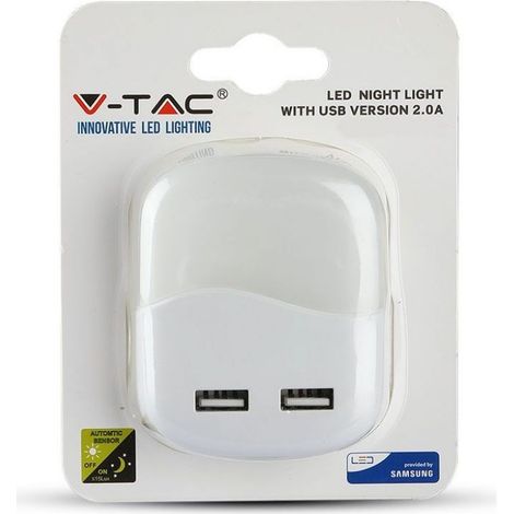 PUNTO LUCE LED RETTANGOLARE CHIP SAMSUNG CON SENSORE CREPUSCOLARE E 2 PORTE USB Bianco Naturale (1/5)