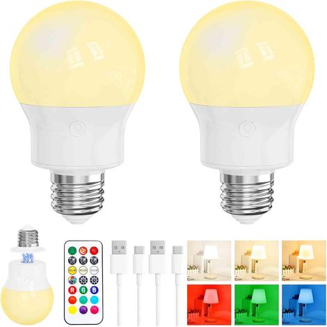 Ampoule LED Rechargeable Télécommande, Base Magnétique, 8W E27 Lot de 2 (1/5)