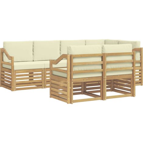 Ensemble de canapé d'angle avec coussin 7 pcs Blanc et crème vidaXL (1/5)