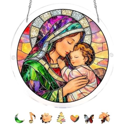 Puzzle d'été en acrylique à suspendre, panneau en verre diamant de style estival, décoration pour la maison, le jardin, cadeau d'anniversaire pour femme et homme (bleu-C) (1/5)