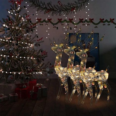 vidaXL Acrylic Reindeer Christmas Decorations 3 pcs 128cm Multicolour