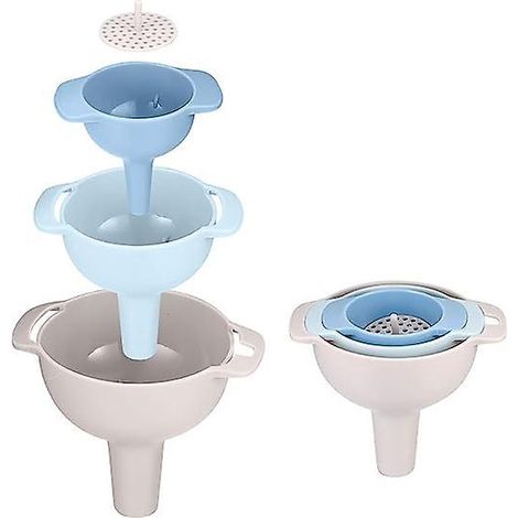 ensemble De 3 Entonnoirs De Cuisson Embotables Avec Passoire En Plastique Et Poignes En Plastique Pour Transfrer Des Liquides, Des Huiles, Des Ing (1/5)