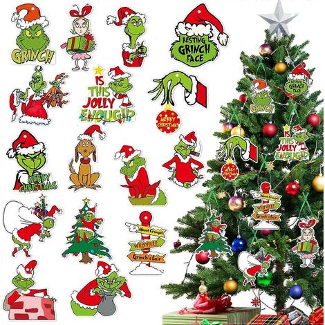 32 décorations de Noël Grinch, pendentifs Grinch à suspendre au sapin de Noël, articles de fête pour les fêtes d'hiver (32 pièces)