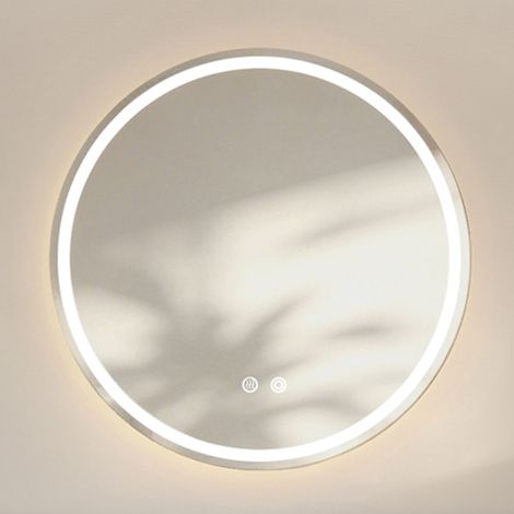 Specchio da bagno rotondo 80×80 cm con illuminazione, specchio cosmetico a parete, antiappannamento, 3 temperature di colore regolabili e luce dimmerabile, specchio intelligente per un arredamento mod (1/5)
