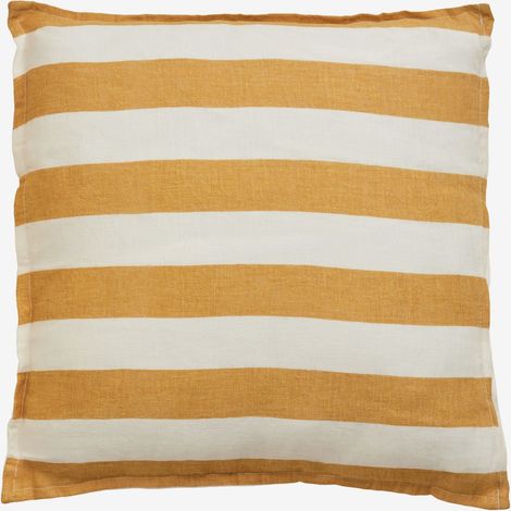 Coussin carré 45x45 cm en lin Trakos SKLUM Blanc - Jaune Curry (1/5)
