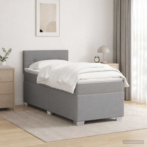 Lit boxspring avec matelas Gris clair 100 x 200 cm Tissu (1/5)
