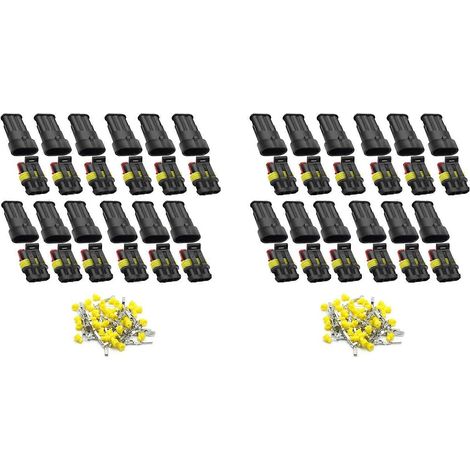 Compatible avec les connecteurs électriques automobiles étanches à 3 broches, connecteurs de bornes automobiles série 1,5 mm (24 pièces par paquet) (1/5)