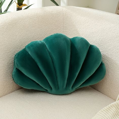 Coussin coquillage en velours 3D trente cinq sur vingt cinq centimètres pour décoration de canapé et chambre thème océan (1/5)