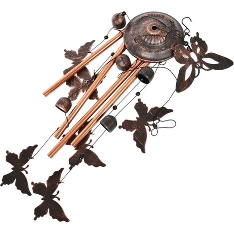 Papillon carillons-4 Creux Tubes en Aluminium -5 Cloches Vent 7 Papillons-Vent Chime avec s Crochet pour intérieur et extérieur Or Noir, Bronze L 38x Dia.4.72 Pouces Jardin piscine Terrasse et r PZCC (1/5)
