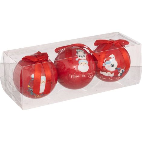 3 Weihnachtskugeln Bedrucktes Papier 75mm kleines Modell - Feeric lights & christmas