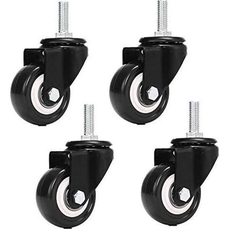Lot de 4 roulettes pivotantes M8x25mm – Charge 240 kg – PU pour sols durs – Installation facile sur meubles (1/5)