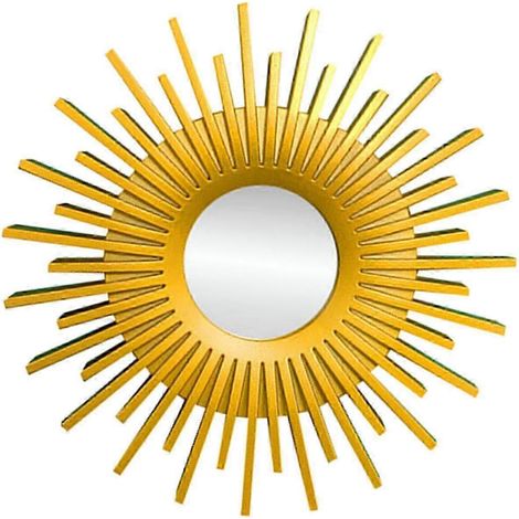 Miroir mural rond pour salle de bain, décoration murale, miroirs muraux uniques, miroir de décoration pour chambre et maison-Sun Shaped Gold