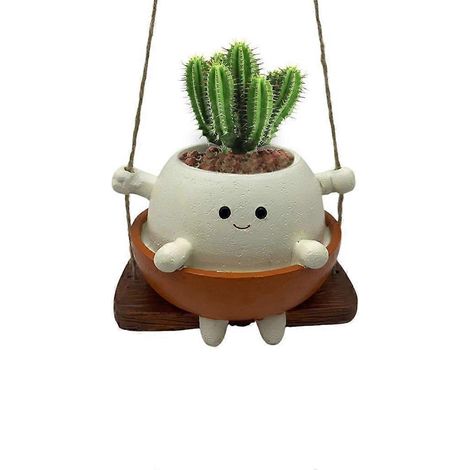 Pots de fleurs suspendus en résine en forme de tête de visage, pour intérieur et extérieur