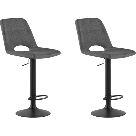 Set 2 Sgabelli Alex 45x52x88,5/103,5 cm con Alzata a GAS in Tessuto Easy-Clean Grigio (1/5)