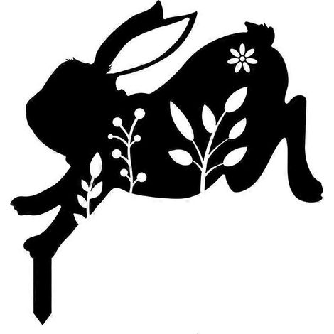 Schwarze Hasensilhouette als Gartenstecker, Terrassenstatue, Gartenstecker, Blumenausschnitte, C-Stil