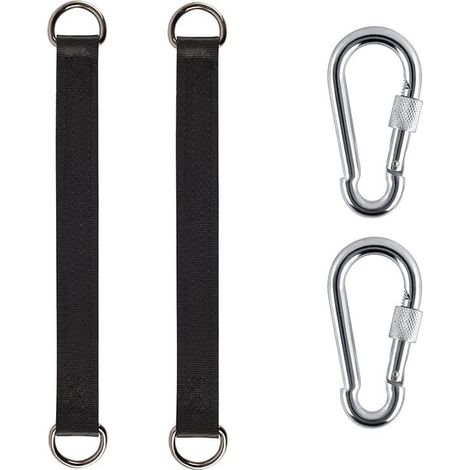 Lot de 2 crochets de suspension pour balançoire de jardin, sangles lourdes, kit de suspension avec 2 mousquetons à anneau en D pour balançoire de jardin, hamac ou siège suspendu