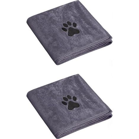 Serviette Pour Chien - Microfibre - 75 x 35 cm - Absorbante - Séchage Rapide - Pour Chiens Chats Animaux Domestiques - Lot De 2