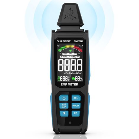 Compteur EMF, DURFIST 5 en 1, détecteur de champ électromagnétique numérique rechargeable pour signaux EF, RF, MF et WiFi, fonctionne avec 5G, tours cellulaires, compteurs intelligents (1/5)