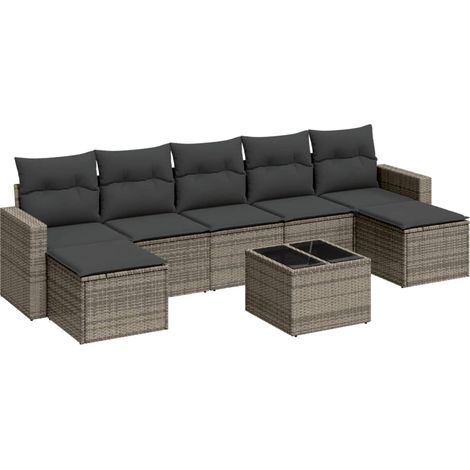 Maison Exclusive - 8-tlg. Garten-Sofagarnitur mit Kissen Grau Pol