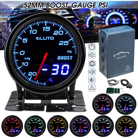 ELUTO 2'' 52mm 10 Color Digital LED Dual Car Vacuum Turbo Boost Gauge Meter (1/4)